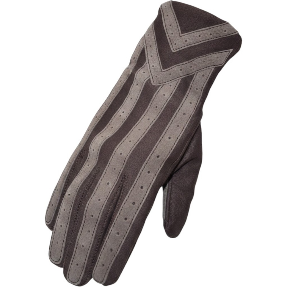 Isotoner XL Classic Stretch Gloves Knit‎ Lined Suede Accent Brown NEW Women